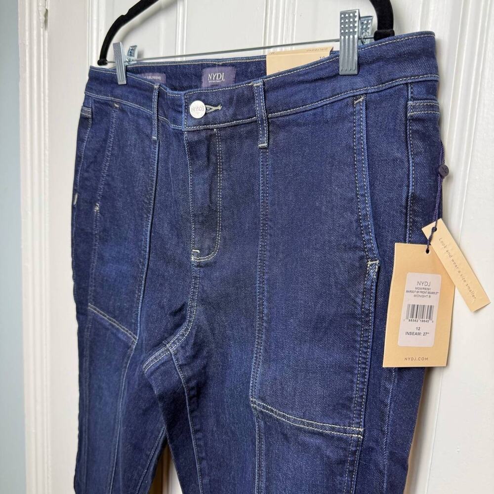 NYDJ Margot Girlfriend Front Seam Ankle Jeans Womens Size 12 Dark Blue Midnight - Picture 2 of 11